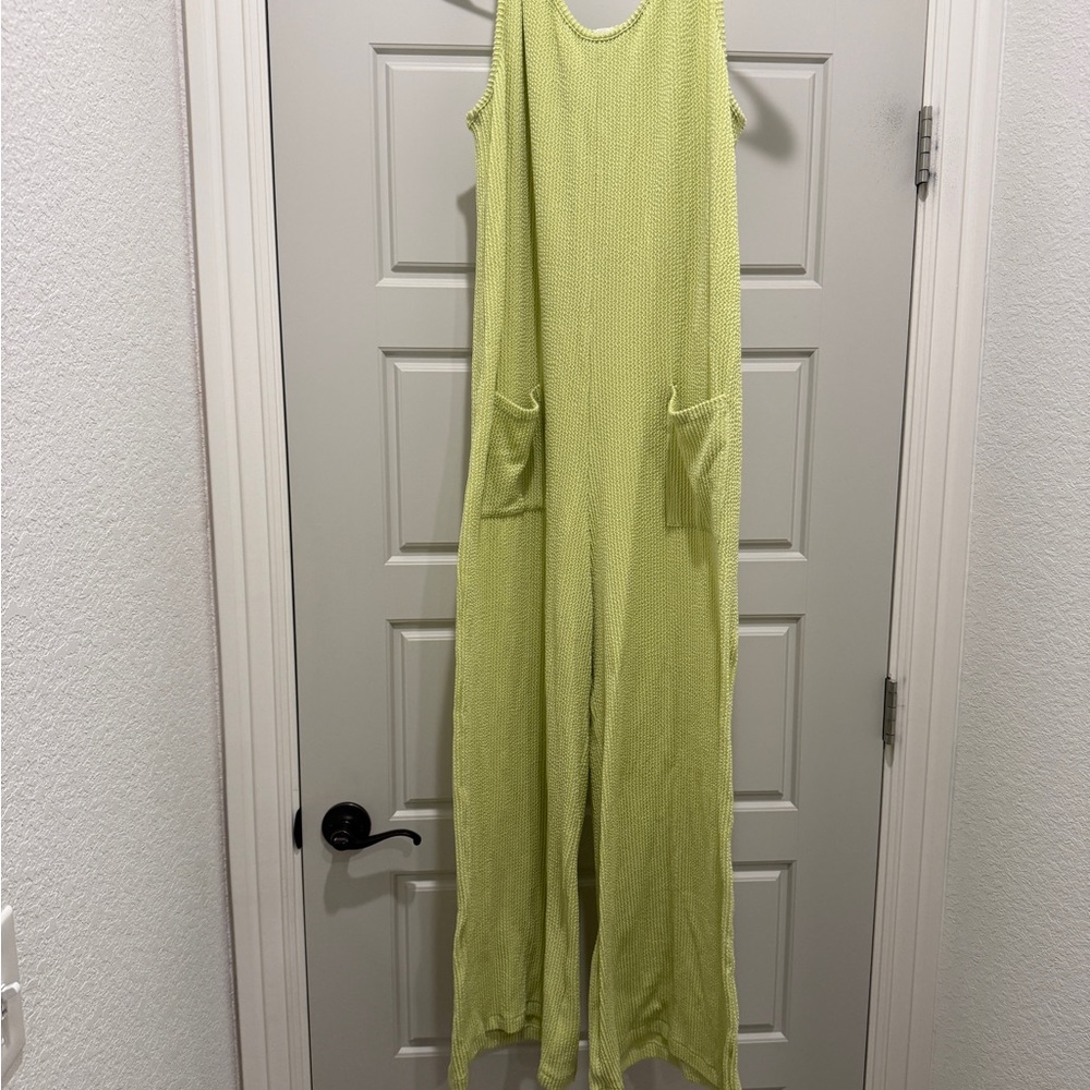 Mittoshop Lime Green Textured Knit Jumpsuit